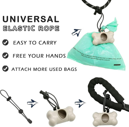 Dog Poop Pickup Bags Holder Dispenser with Standard-Sized Leak-Proof Scented Doggy Waste Bags and Carabiner with Safety Lock&Fastener Never Loose on Leash Lead Again (1 Holder 195 Bags, Beige)