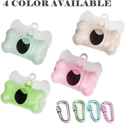 Dog Poop Pickup Bags Holder Dispenser with Standard-Sized Leak-Proof Scented Doggy Waste Bags and Carabiner with Safety Lock&Fastener Never Loose on Leash Lead Again (1 Holder 195 Bags, Beige)